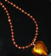Brown Pearl & Murano glass heart necklace by Blue i Design (RI)